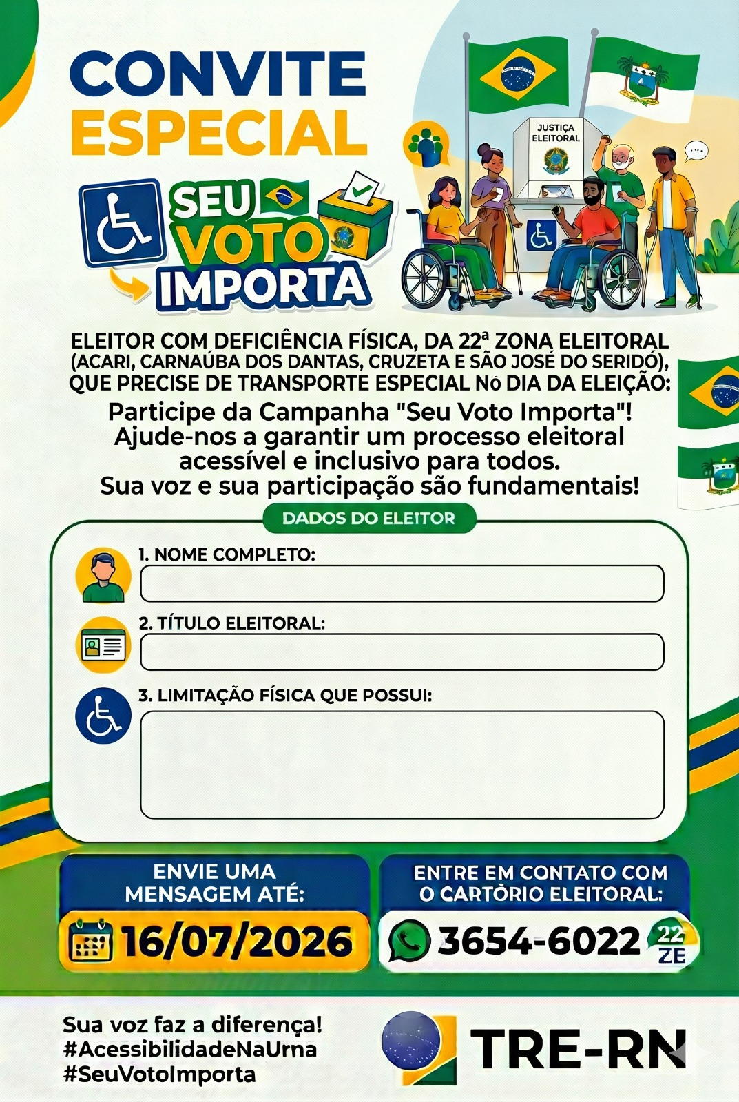 Campanha “O Seu Voto Importa” busca garantir acesso e facilitar o exercício da cidadania