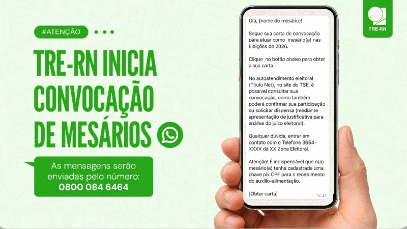 TRE-RN INICIA CONVOCAÇÃO DE MESÁRIOS PARA AS ELEIÇÕES 2026