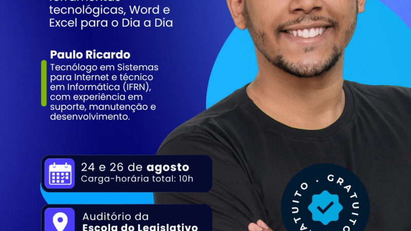 Escola do Legislativo abre inscrições para curso gratuito de Inclusão Digital em Currais Novos